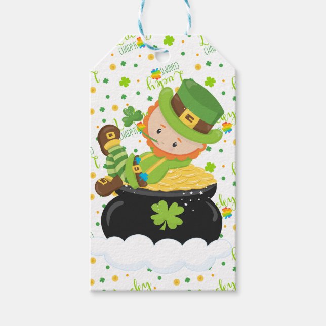 Étiquettes-cadeau Leprechaun de St Paddy (Devant)