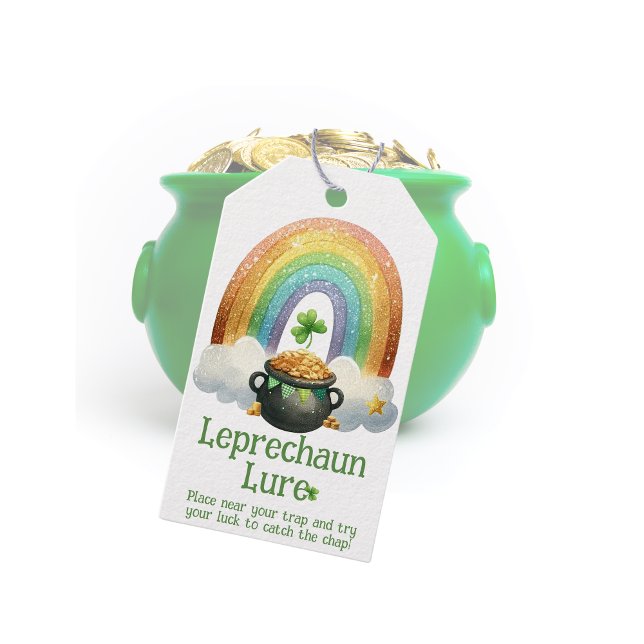 Étiquettes-cadeau Leprechaun Lure, appât Jour de la Saint Patrick pi (Leprechaun Lure Gift Tag for St Patricks Day Leprechaun Traps Pot of Gold lucky )