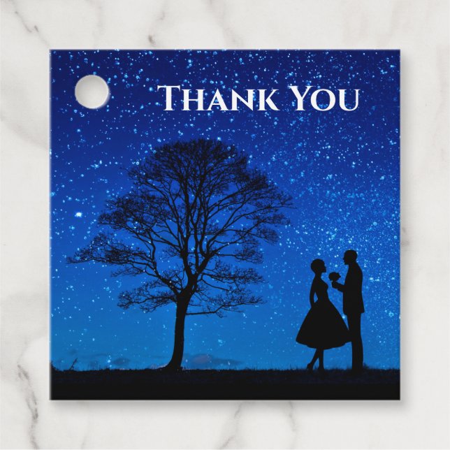 Étiquettes Cadeau Les amoureux en pleine lune (Devant)