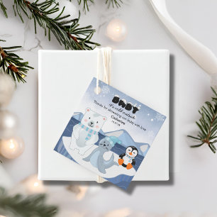 Étiquettes Cadeau Les animaux de l'Arctique Baby shower d'hiver Wond