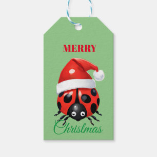 Étiquettes-cadeau Les animaux mignons hiver Ladybug Père Noël Noël