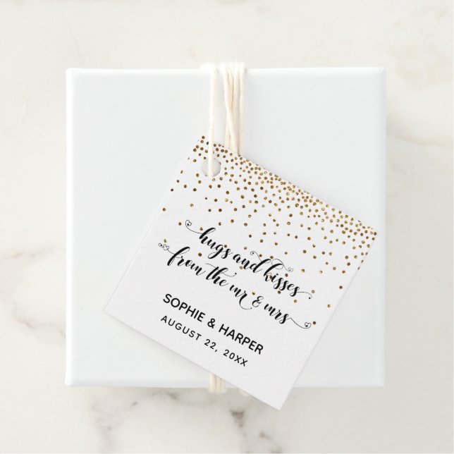 Étiquettes Cadeau Les baisers de M. & Mme Hearts Confetti (En situation)