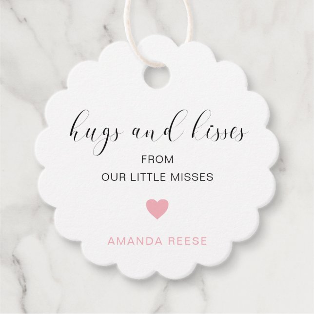 Étiquettes Cadeau Les câlins et les baisers Joli Baby shower de fill (Devant)