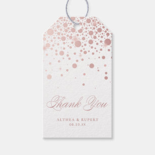 Étiquettes-cadeau Les confettis roses d'or de Faux pointillent le