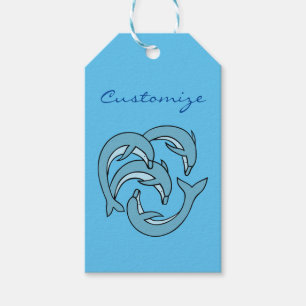 Étiquettes-cadeau Les dauphins bleus entourent Thunder_Cove