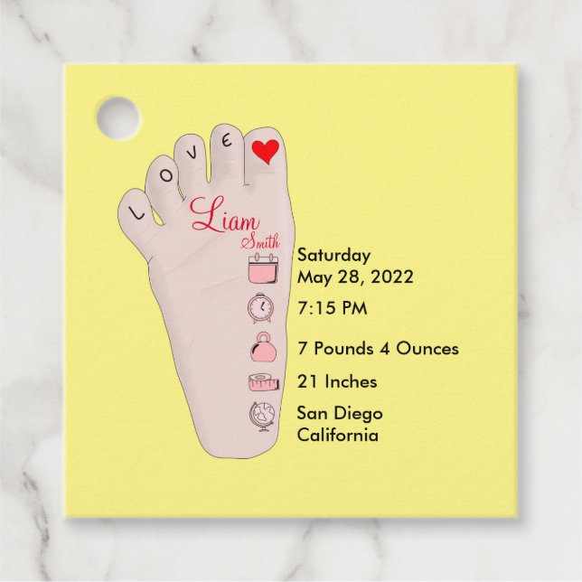 Étiquettes Cadeau Les détails de Birth Stats (Devant)