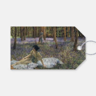 Étiquettes-cadeau Les femmes dans un paysage boisé avec des cloches