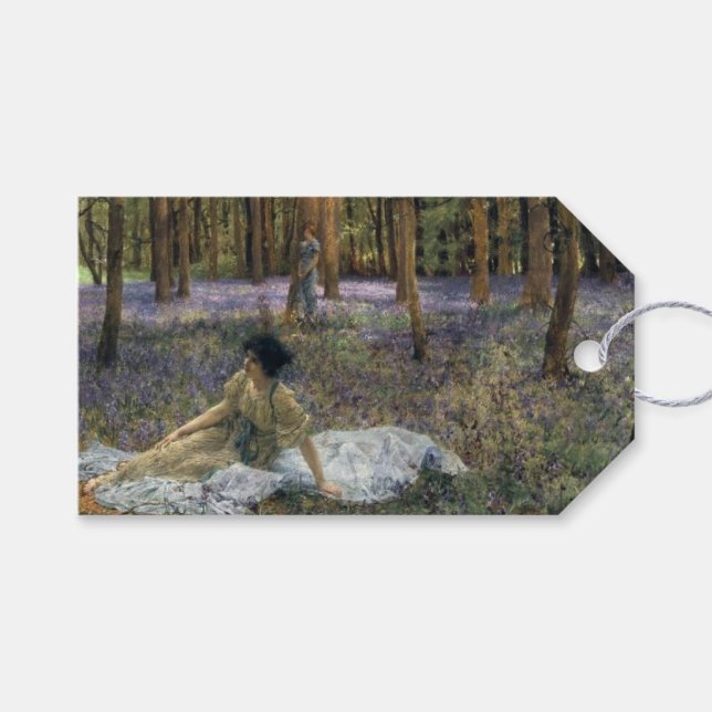 Étiquettes-cadeau Les femmes dans un paysage boisé avec des cloches  (Devant (Horizontal))