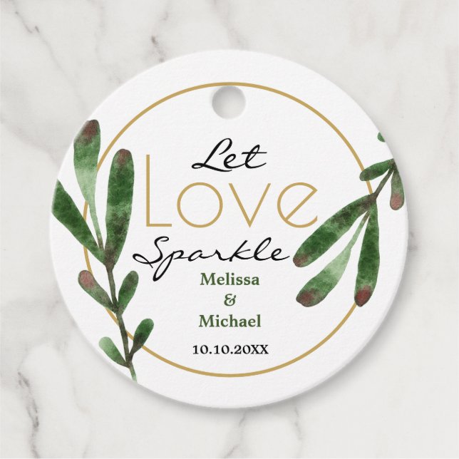 Étiquettes Cadeau Les Feuilles verts laissent l'amour étinceler le M (Devant)