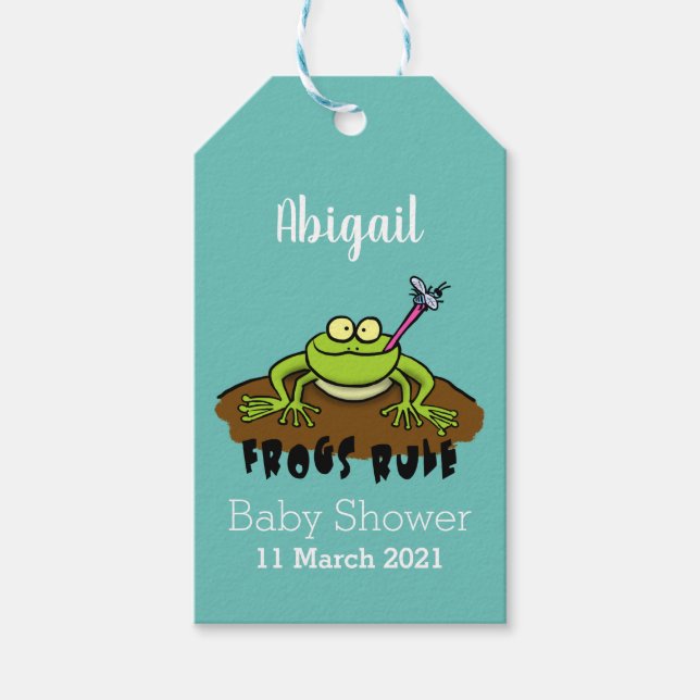 Étiquettes-cadeau Les grenouilles règnent grenouille verte drôle des (Devant)