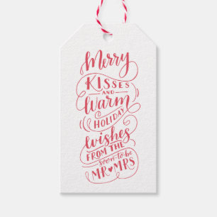 Étiquettes-cadeau Les joyeux baisers chauffent des souhaits M. et