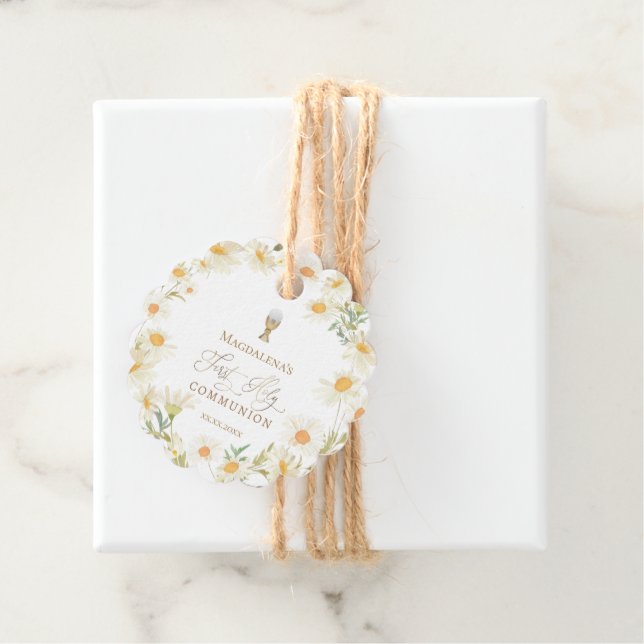 Étiquettes Cadeau Les marguerites de la première sainte communion pr (En situation)