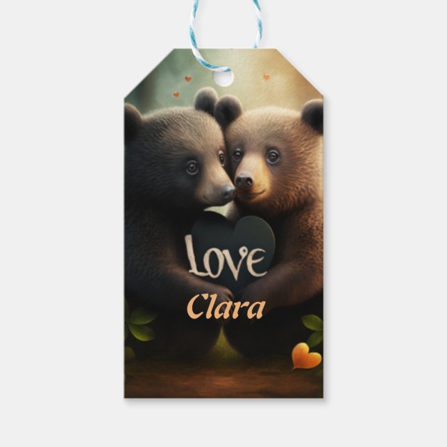 Étiquettes-cadeau Les mignons s'embrassent dans l'amour (Devant)