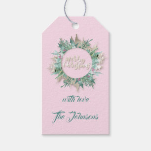 Étiquettes-cadeau Les vacances grises roses turquoises de Joyeux