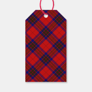 Étiquettes-cadeau Leslie tartan rouge bleu violet plaid