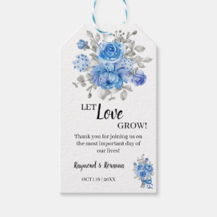 Étiquettes-cadeau Let Love Grow Blue Flower Wedder Favor Cadeau Tags
