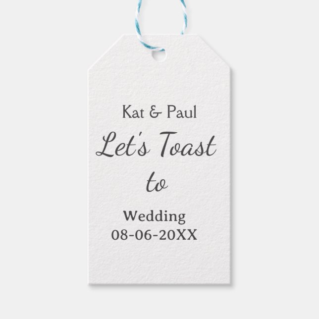 Étiquettes-cadeau Let's toast to wedding add name date simple couple (Devant)