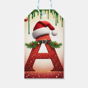 Étiquettes-cadeau Lettre A Chapeau De Père Noël Pour Cadeaux De Fami