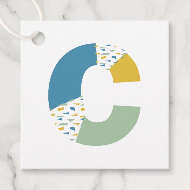 Étiquettes Cadeau Lettre Abstraite moderne C Monogramme Personnalisé (Devant)