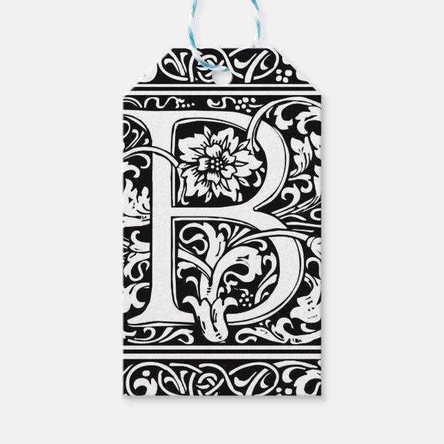 Étiquettes-cadeau Lettre B Monogramme médiéval Art Nouveau (Devant)