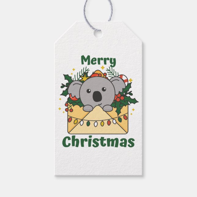 Étiquettes-cadeau Lettre de Noël Koala Animaux d'hiver Koalas Cadeau (Devant)