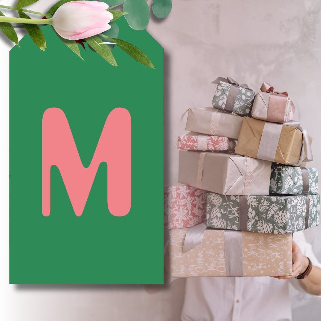 Étiquettes-cadeau LETTRE INITIALE CLAIRE | Vert algues (Créateur téléchargé)