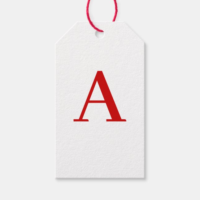 Étiquettes-cadeau Lettre initiale de monogramme rouge blanc moderne  (Devant)