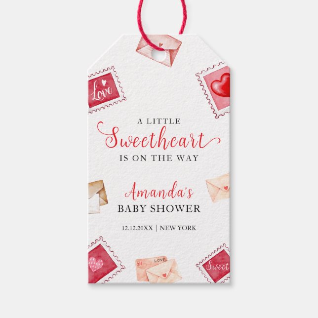 Étiquettes-cadeau Lettre Timbre Baby shower doux Merci de  (Devant)