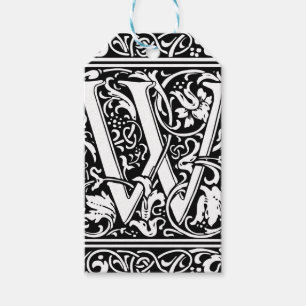 Étiquettes-cadeau Lettre W Monogramme Médiéval Art Nouveau