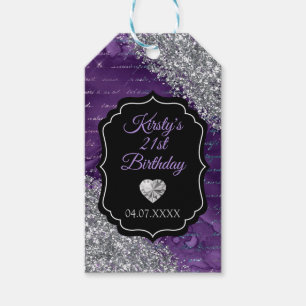Étiquettes-cadeau Lettres de sirène mauve Parties scintillant d'arg