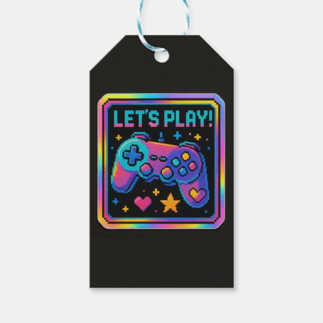 Étiquettes-cadeau LEVEL UP Pixel Art Gamer Badge (Devant)