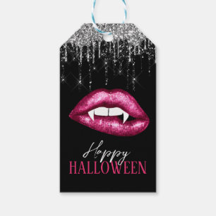 Étiquettes-cadeau Lèvres Pailletées Rose Chaud Joyeux Halloween