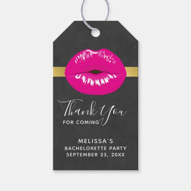 Étiquettes-cadeau Lèvres roses chaudes Illustration brillante Bachel (Devant)