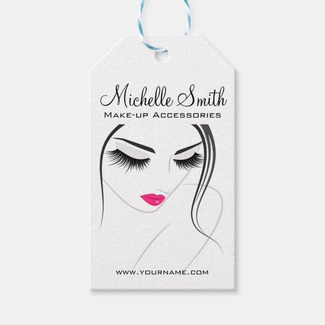 Étiquettes-cadeau Lèvres roses Face longues cils Lash Extensions (Devant)