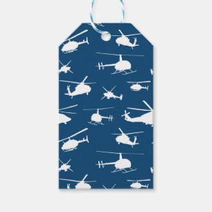 Étiquettes-cadeau L'hélicoptère silhouette le bleu marine de ////