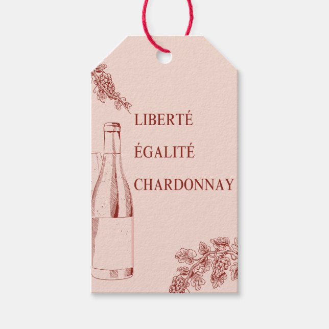 Étiquettes-cadeau Liberté Égalité Chardonnay Drôle Illustration de v (Devant)