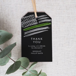 Étiquettes-cadeau LIBERTÉ Parti de retraite militaire Ligne verte mi