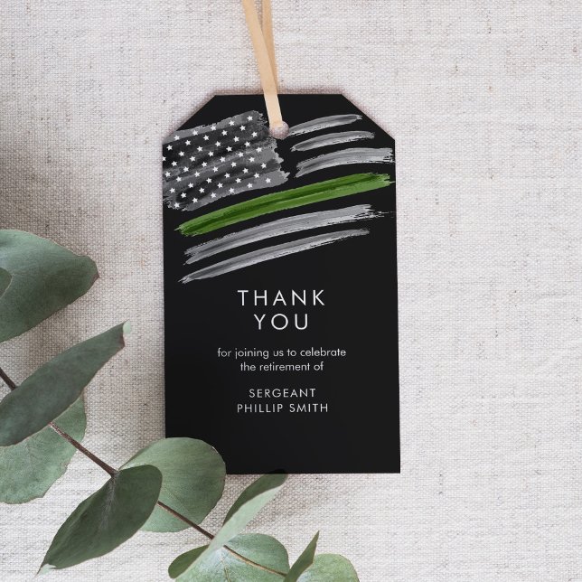 Étiquettes-cadeau LIBERTÉ Parti de retraite militaire Ligne verte mi (Créateur téléchargé)