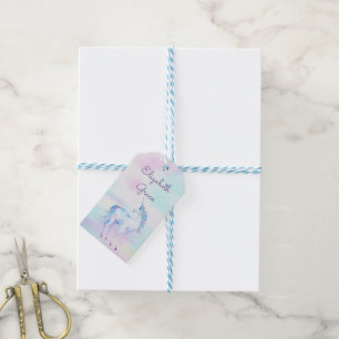 Étiquettes-cadeau Licorne Arc-en-ciel Magique Lavande Rose Turquoise