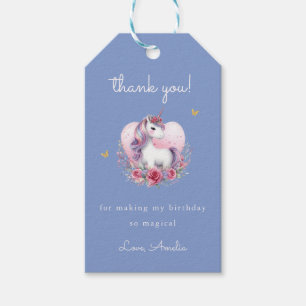 Étiquettes-cadeau Licorne Magique Rose Or Élégant Cadeau de Naissanc
