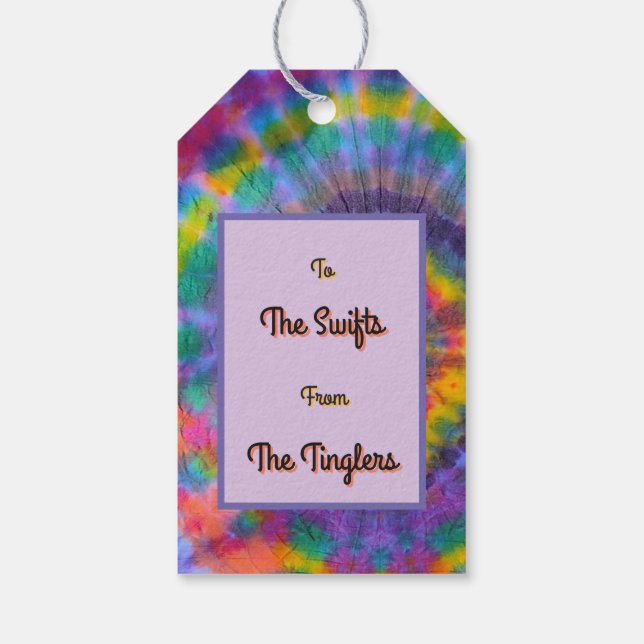 Étiquettes-cadeau Lien tie-dye Groovy Rainbow  (Dos)