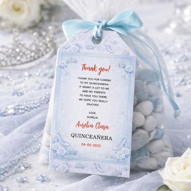 Étiquettes-cadeau Light Blue Silver Princess Quinceanera Birthday (Light Blue Silver Princess Quinceanera Birthday Gift Tags
)