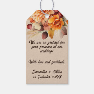 Étiquettes-cadeau Light Terracotta Fall Floral Wedding Favor Tags