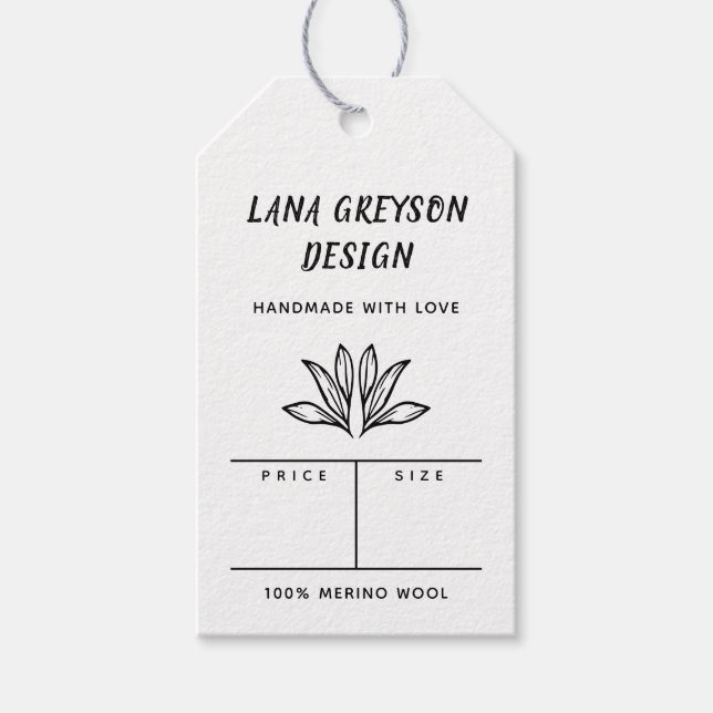 Étiquettes-cadeau Ligne Art Feuille artisanal Prix des médias sociau (Devant)