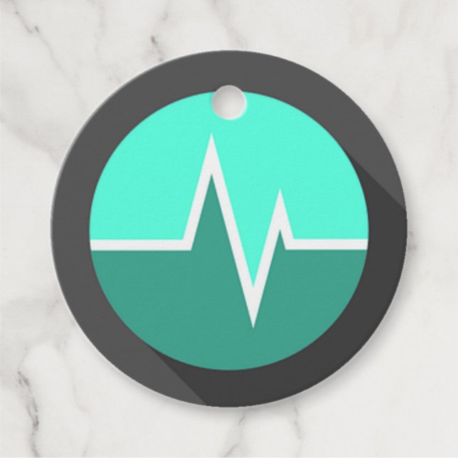 Étiquettes Cadeau Ligne EKG médecin chirurgien vert noir (Devant)