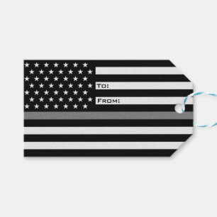 Étiquettes-cadeau Ligne grise mince drapeau correctionnel de