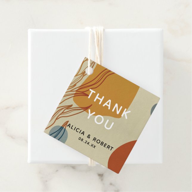 Étiquettes Cadeau Ligne moderne tendance Abstraite Protea Botanique (En situation)