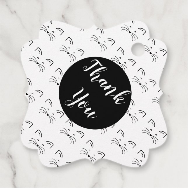 Étiquettes Cadeau Ligne simple face de chat (Dos)