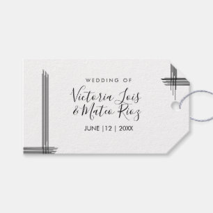 Étiquettes-cadeau Lignes Abstraites Noir Blanc Mariage Moderne