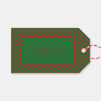 Étiquettes-cadeau Lignes diagonales vertes et rouges